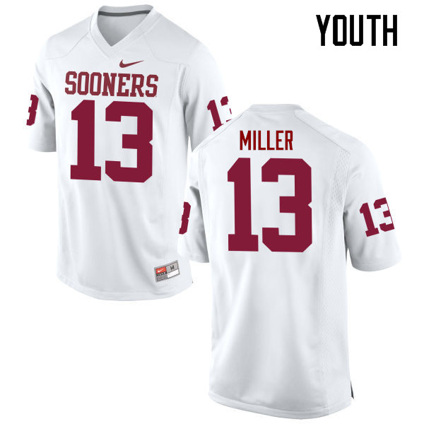 Youth Oklahoma Sooners #13 A.D. Miller College Football Jerseys Game-White - Click Image to Close